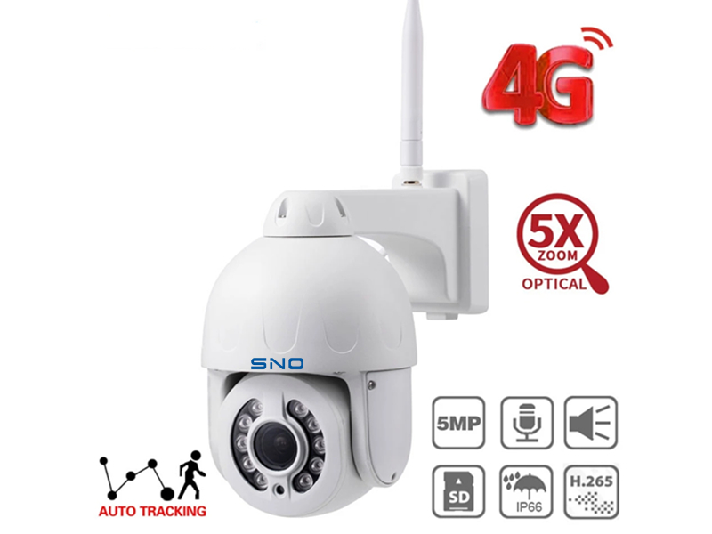 SNO Outdoor 5MP 4G Wifi 5x Zoom Speed Dome PTZ Camera AI Human Detect Auto Tracking Metal Camera H.265 P2P Wireless Camera CCTV