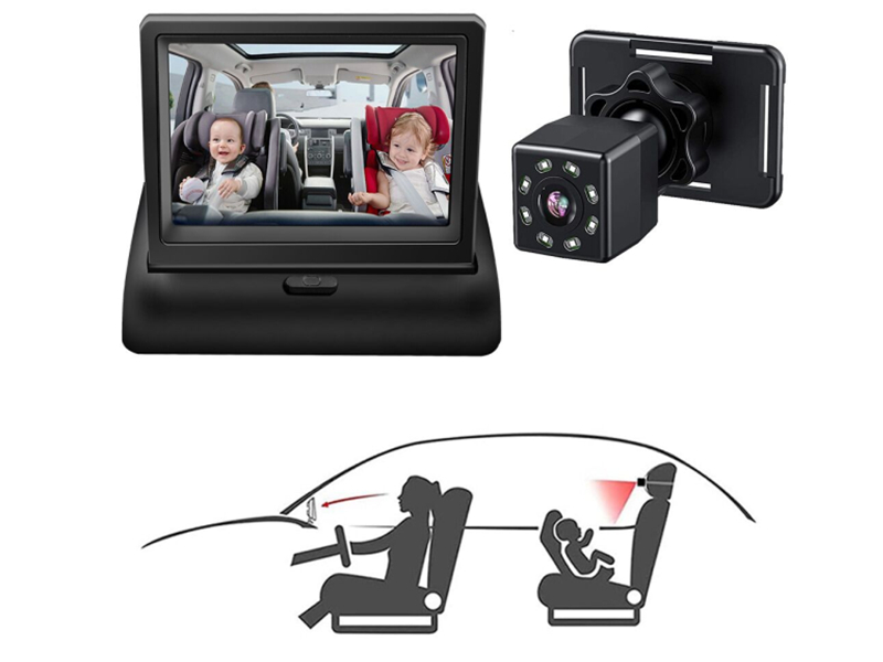SNO AHD Baby Rear Display View Mirror 360 Adjustable Baby Car Mirror Infant Night Vision Monitor Display In Car Surveillances Camera