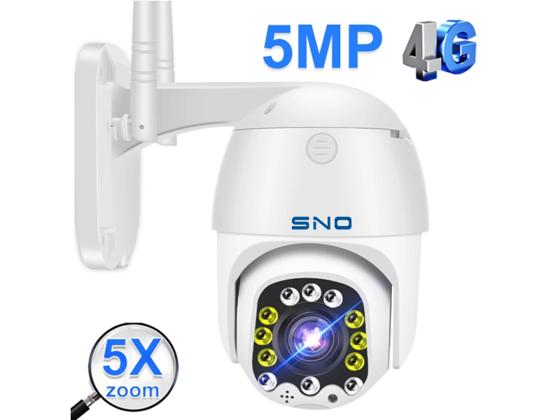 SNO 5MP Security Protection Wireless 4G SIM Card Camera Outdoor PTZ WIFI Video Surveillance Onvif IR Night Vision 30M 2.5inch Camhi