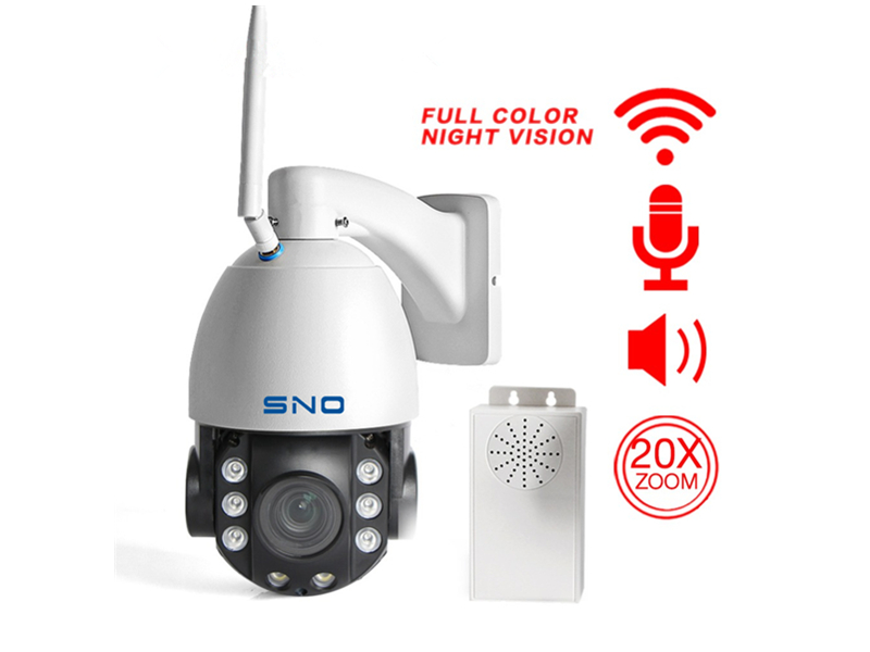 SNO MINI PTZ Dome 20X Optical Zoom 1080P WIFI IP Camera Outdoor Wireless Onvif Two Way Audio Full Color Night Vision PTZ Cam CamHi SNO-PTZ60W-20 