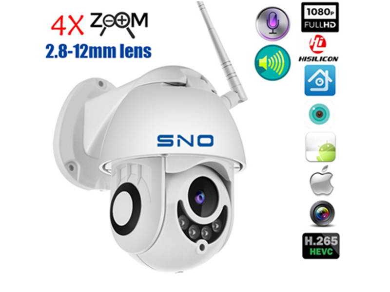 SNO Outdoor Waterproof 4x 1080P h.265 wifi Wireless IP Camera Pan/Tilt Two Way Talk 2MP MINI Wifi Security CCTV Camera with TF Slot SNO-PTZ10W-20