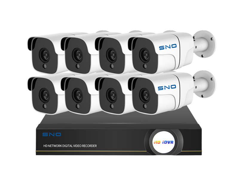  SNO 8ch 3.0MP 48V POE NVR kit with 8pcs 3.6mm Infrared Onvif Bullet Cameras SNO-IP105SK