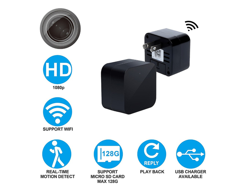 SNO AC adapter camera wifi IP Wireless USB 1080p night vision cam power charger small Surveillance Camera video recorder SNO-SA8