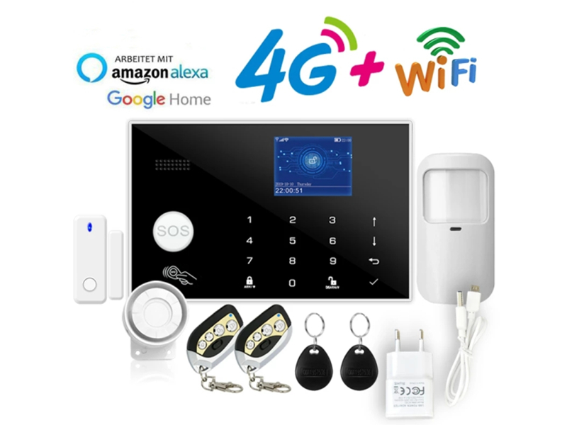 SNO 4G home alarm Tuya Wifi Alarm APP 433MHz Wireless & Wired Detector Burglar Alarms RFID Card TFT LCD Touch Keyboard 11 Languages