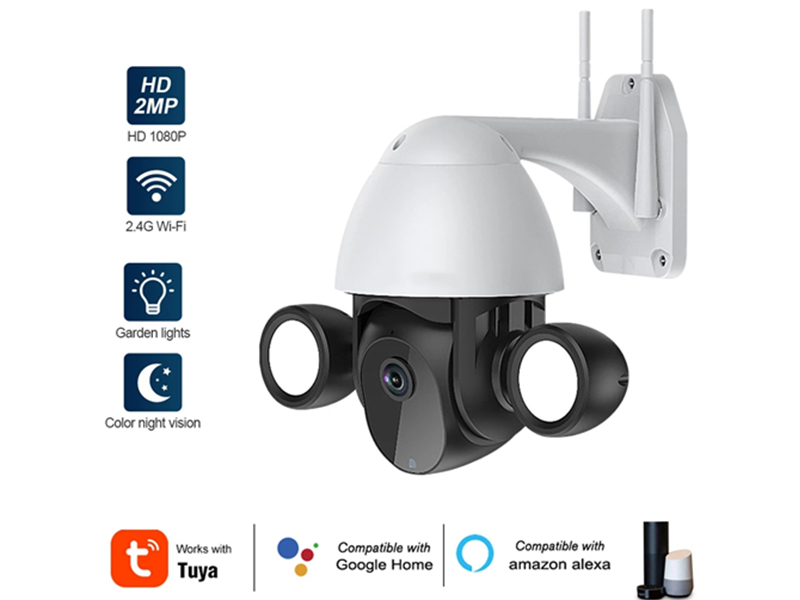 SNO Tuya HD 2MP Smart life Floodlight Yardlight Security IP Camera Dual Lighting Two-Way Audio Support Google Home and Alexa