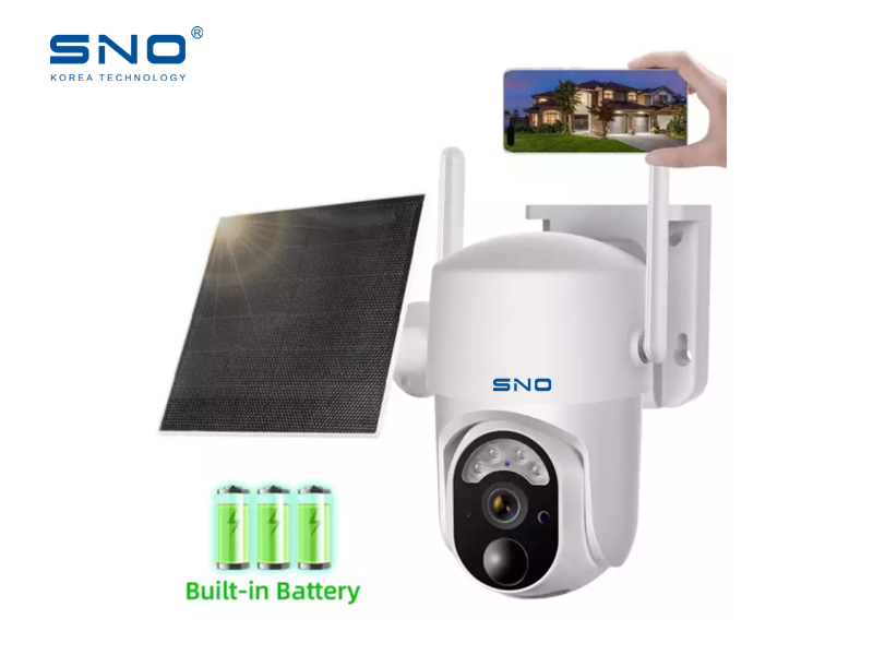 SNO Wholesales 3MP Solar Powered Wireless Surveillance Outdoor Security Camera 4G Solar PTZ Camera