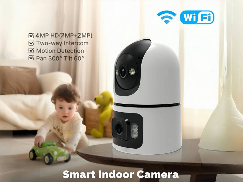 Camhipro WiFi Indoor Smart Camera 4MP Dual Screen Lens 2.4G/5G Infrared Night Vision Motion Detection Auto Track Two-Way Audio