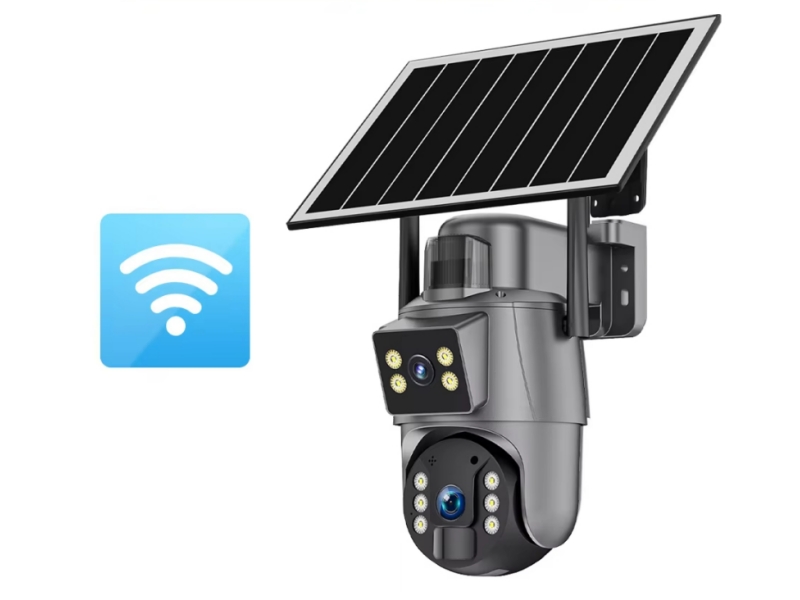 SNOSECURE 4K Solar Camera 8MP 4G SIM Card Dual Lens Screen Wifi Surveillance PTZ Battery Camera Color Night Vision PIR Detect
