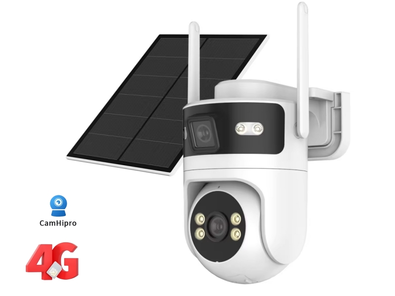 SNOSECURE Camhipro APP Solar PTZ Security Camera Dual Lens Outdoor 4G IP Camera AI Human Detection FullColor Night Vision IP66 Wireless Security Camera